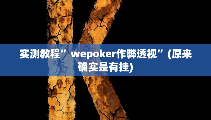 实测教程”wepoker作弊透视”(原来确实是有挂)