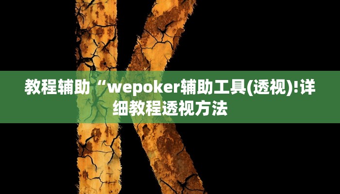 教程辅助“wepoker辅助工具(透视)!详细教程透视方法
