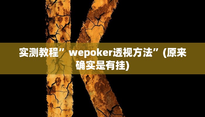 实测教程”HHpoker德扑官网”(原来确实是有挂)