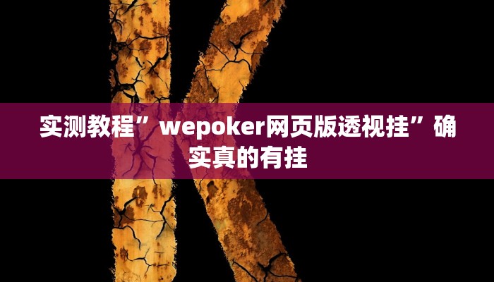 实测教程”wepoker网页版透视挂”确实真的有挂