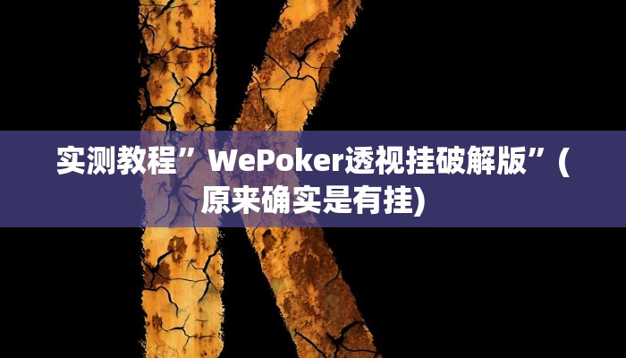 实测教程”WePoker透视挂破解版”(原来确实是有挂)