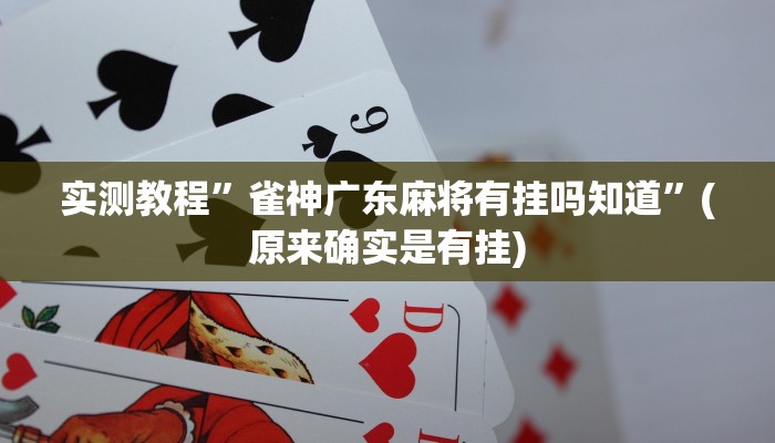 实测教程”雀神广东麻将有挂吗知道”(原来确实是有挂)