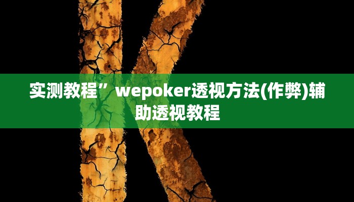 实测教程”wepoker透视方法(作弊)辅助透视教程