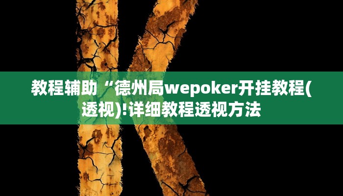 教程辅助“德州局wepoker开挂教程(透视)!详细教程透视方法