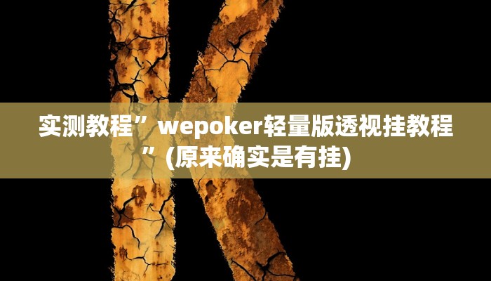 实测教程”wepoker俱乐部作弊透视”(原来确实是有挂)