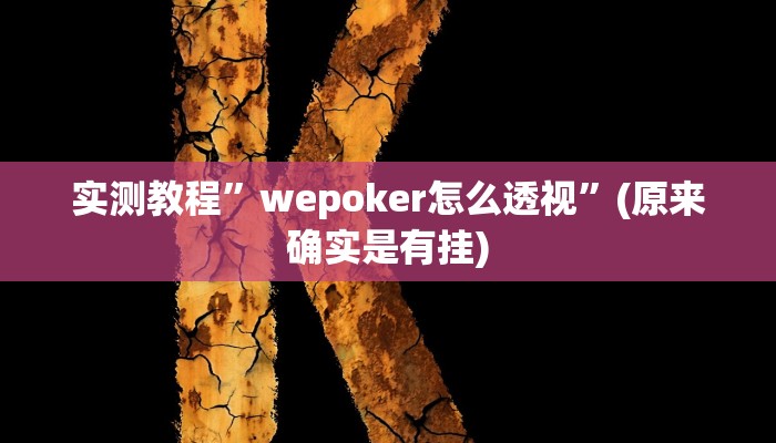 实测教程”WePoker俱乐部用挂开挂软件”(原来确实是有挂)