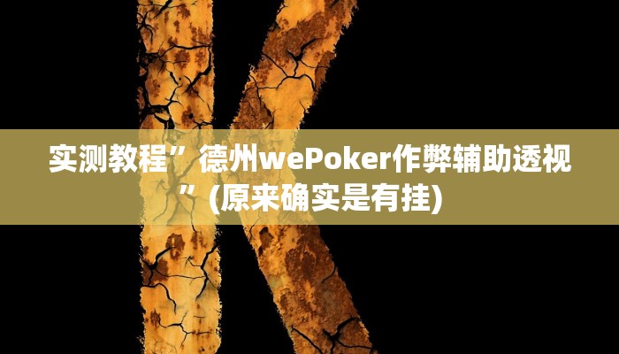 实测教程”德州局wepoker作弊透视挂辅助挂”(原来确实是有挂)