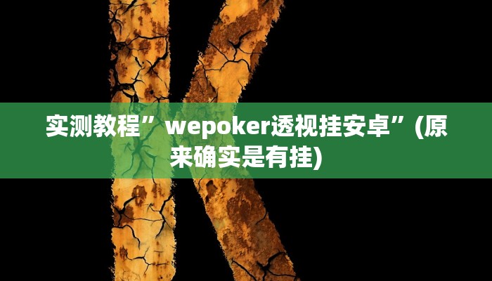 实测教程”wepoker开挂怎么买”(原来确实是有挂)