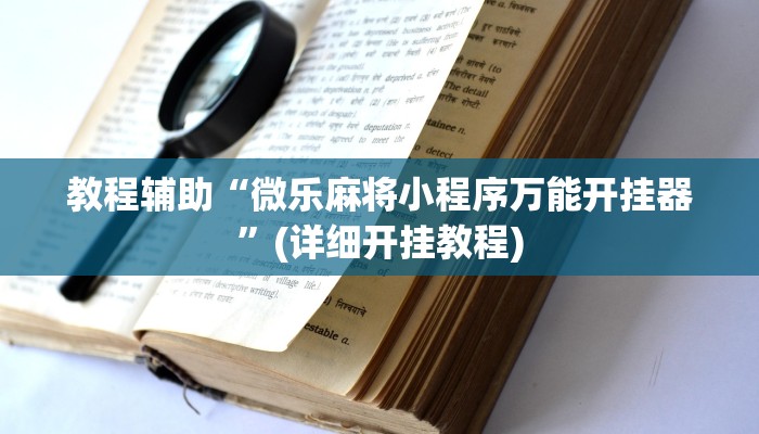 教程辅助“微乐麻将小程序万能开挂器”(详细开挂教程)
