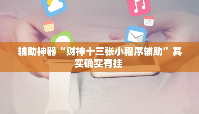 辅助神器“财神十三张小程序辅助”其实确实有挂 