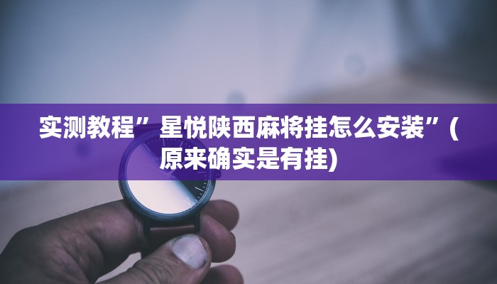 实测教程”星悦陕西麻将挂怎么安装”(原来确实是有挂)