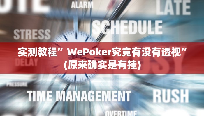 实测教程”WePoker究竟有没有透视”(原来确实是有挂)