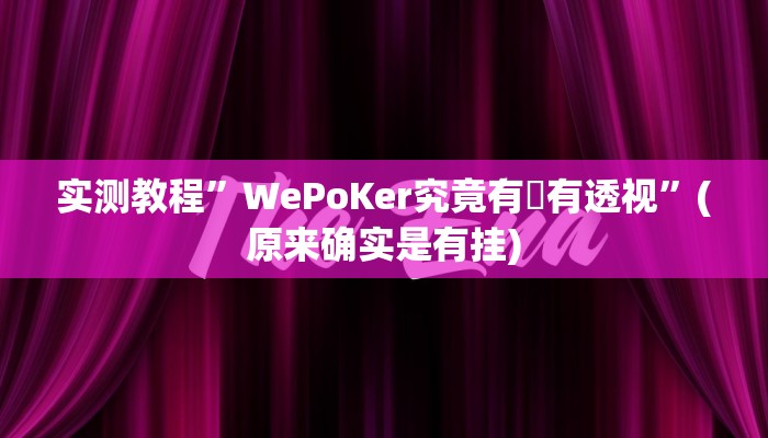 实测教程”WePoKer究竟有沒有透视”(原来确实是有挂)