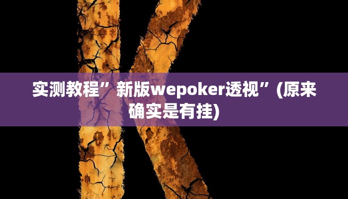 实测教程”新版wepoker透视”(原来确实是有挂)