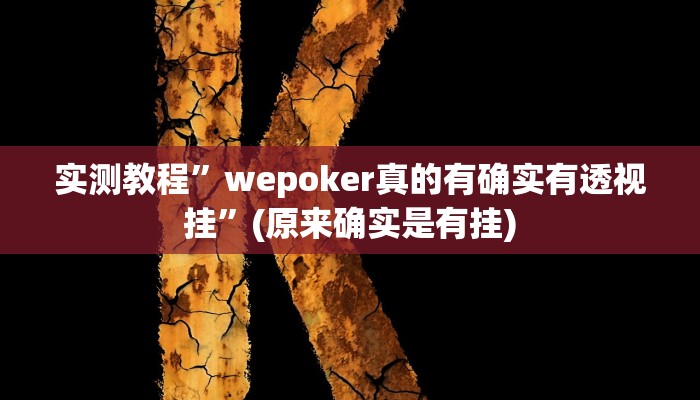 实测教程”wepoker真的有确实有透视挂”(原来确实是有挂)
