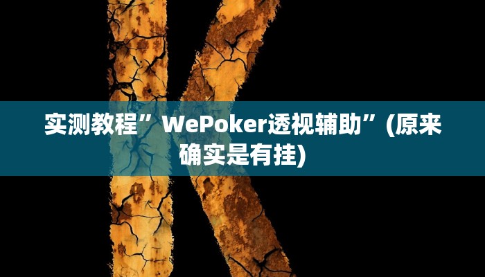 实测教程”WePoker透视辅助”(原来确实是有挂)