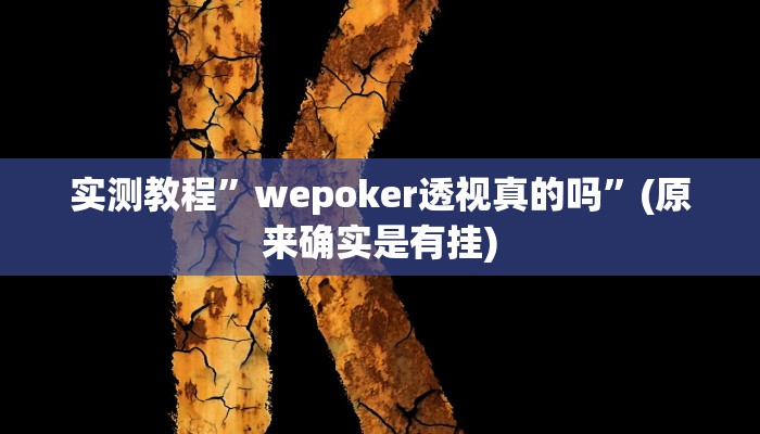 实测教程”wepoker透视真的吗”(原来确实是有挂)