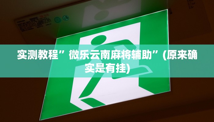 实测教程”微乐云南麻将辅助”(原来确实是有挂)