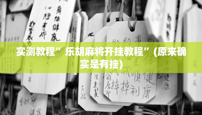 实测教程”乐胡麻将开挂教程”(原来确实是有挂)
