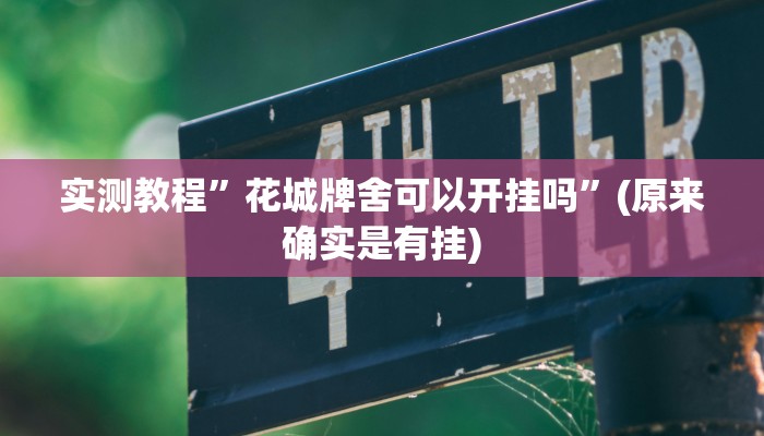 实测教程”花城牌舍可以开挂吗”(原来确实是有挂)