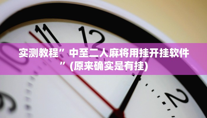 实测教程”中至二人麻将用挂开挂软件”(原来确实是有挂)