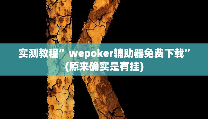 实测教程”wepoker辅助器免费下载”(原来确实是有挂)