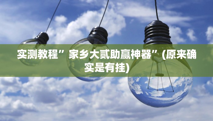 实测教程”家乡大贰助赢神器”(原来确实是有挂)