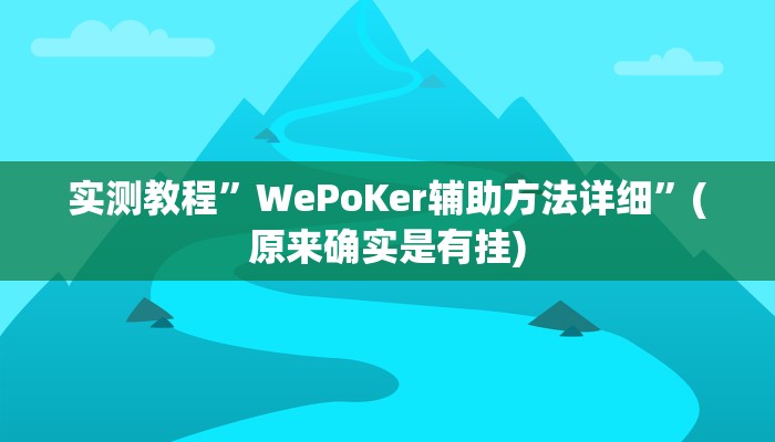 实测教程”WePoKer辅助方法详细”(原来确实是有挂)