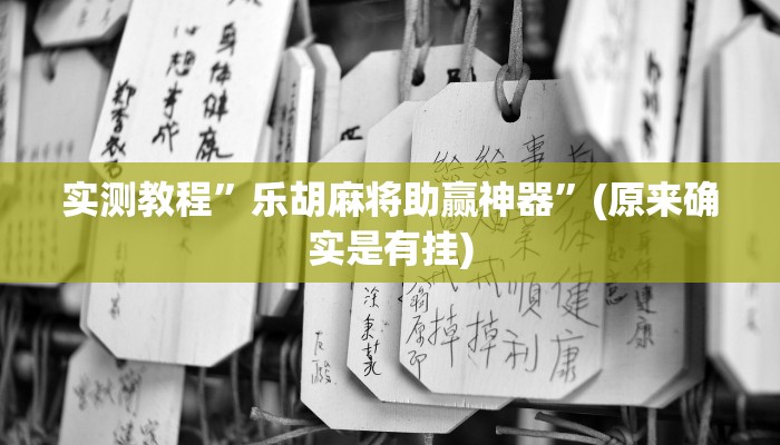 实测教程”乐胡麻将助赢神器”(原来确实是有挂)
