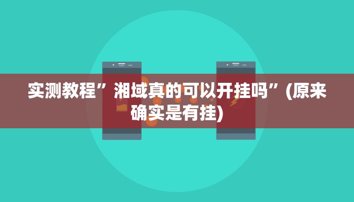 实测教程”湘域真的可以开挂吗”(原来确实是有挂)