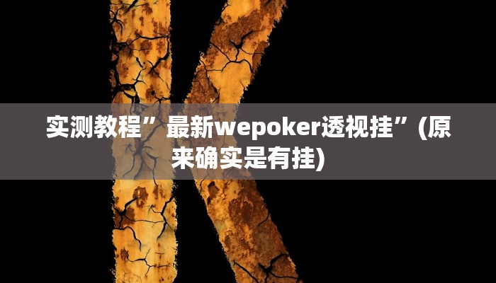 实测教程”最新wepoker透视挂”(原来确实是有挂)