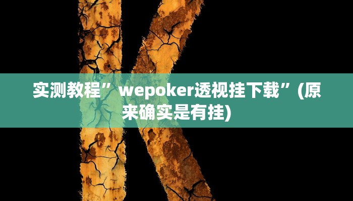 实测教程”wepoker透视挂下载”(原来确实是有挂)