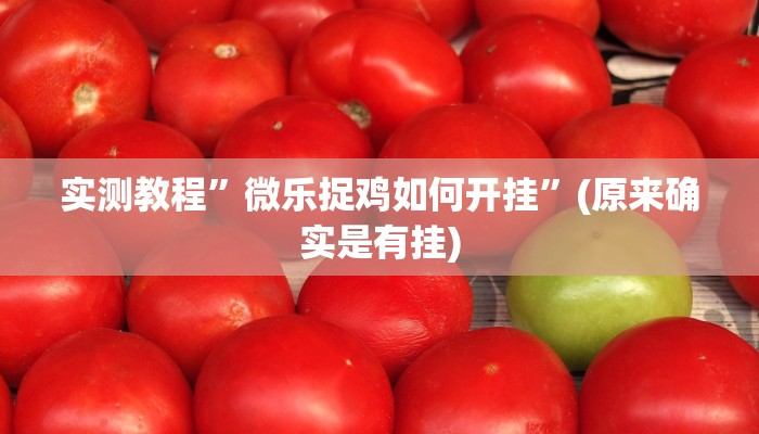 实测教程”微乐捉鸡如何开挂”(原来确实是有挂)