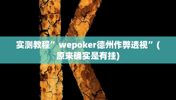 实测教程”wepoker德州作弊透视”(原来确实是有挂)