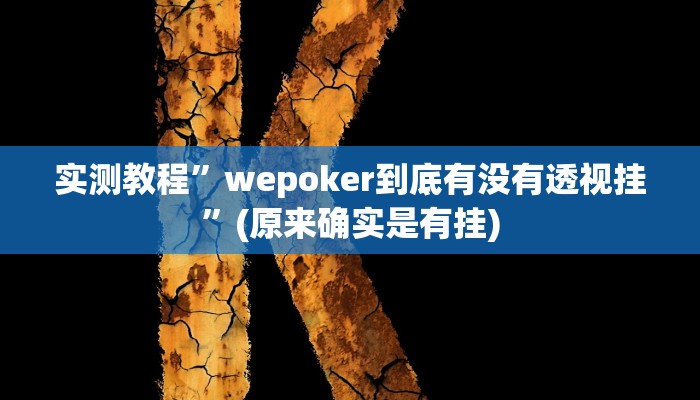 实测教程”wepoker到底有没有透视挂”(原来确实是有挂)