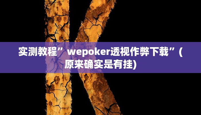 实测教程”wepoker透视作弊下载”(原来确实是有挂)
