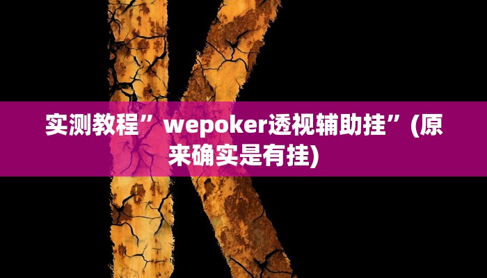 实测教程”wepoker透视辅助挂”(原来确实是有挂)