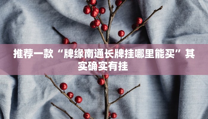 推荐一款“牌缘南通长牌挂哪里能买”其实确实有挂 