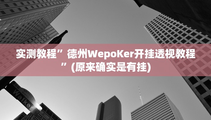 实测教程”德州WepoKer开挂透视教程”(原来确实是有挂)