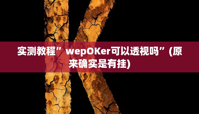 实测教程”wepOKer可以透视吗”(原来确实是有挂)