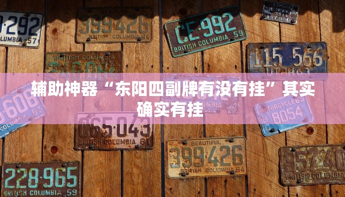 辅助神器“东阳四副牌有没有挂”其实确实有挂 