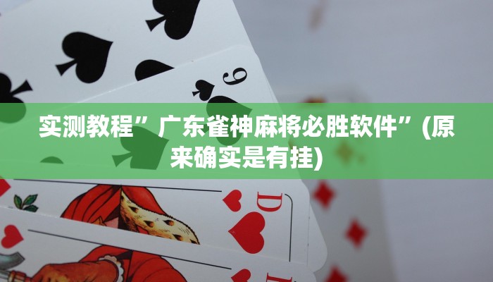 实测教程”广东雀神麻将必胜软件”(原来确实是有挂)