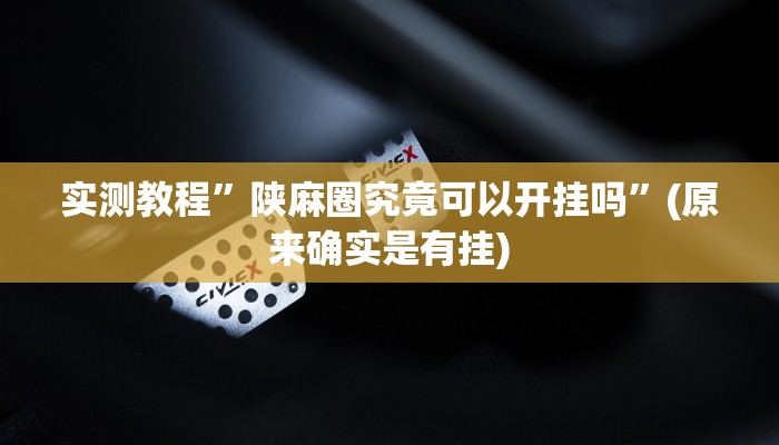 实测教程”陕麻圈究竟可以开挂吗”(原来确实是有挂)