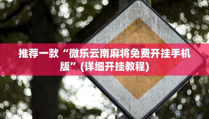 推荐一款“微乐云南麻将免费开挂手机版”(详细开挂教程)