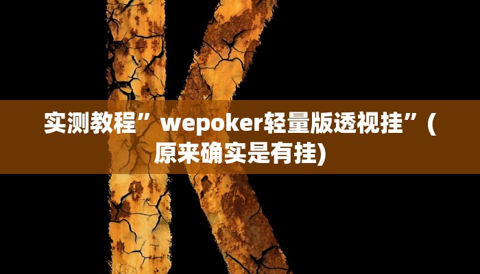实测教程”wepoker轻量版透视挂”(原来确实是有挂)