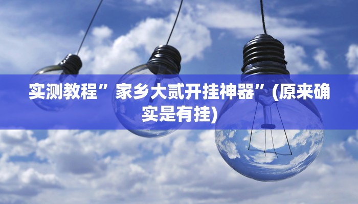 实测教程”家乡大贰开挂神器”(原来确实是有挂)