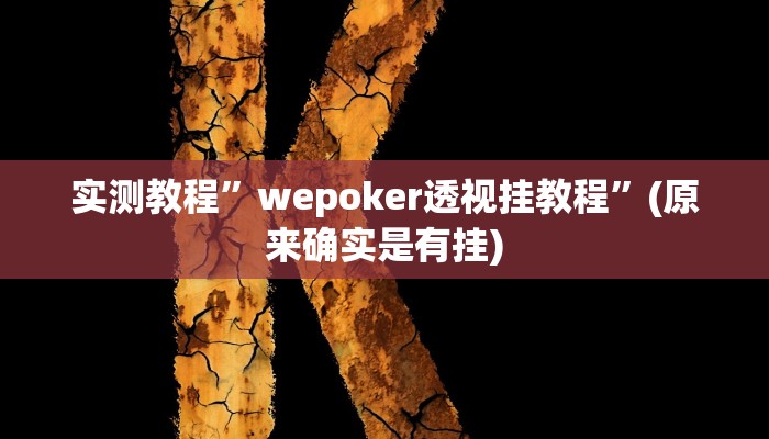实测教程”wepoker透视挂教程”(原来确实是有挂)