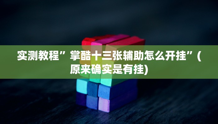 实测教程”掌酷十三张辅助怎么开挂”(原来确实是有挂)