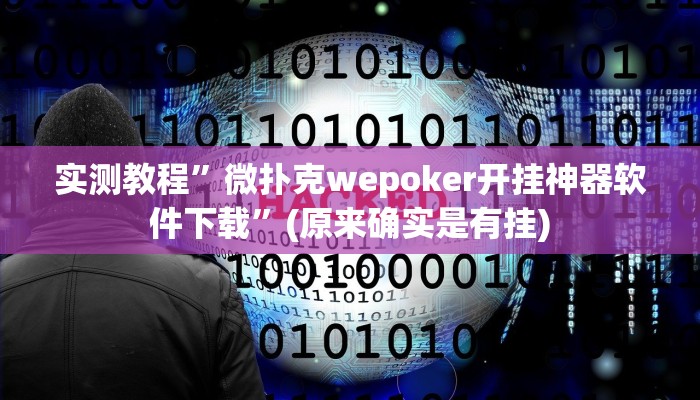 实测教程”微扑克wepoker开挂神器软件下载”(原来确实是有挂)